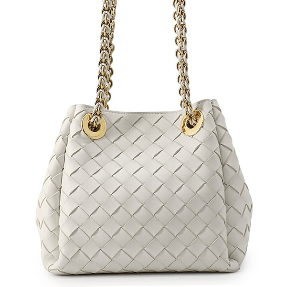 Bottega Veneta Chain Shoulder Bag, Intrecciato Parachute Lambskin, 817175, Wh...